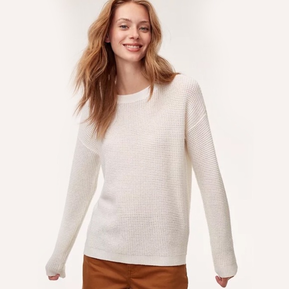 Aritzia Sweaters - Aritzia Wilfred Isabelli 100% Wool Waffle Knit White/Cream Sweater Size XS